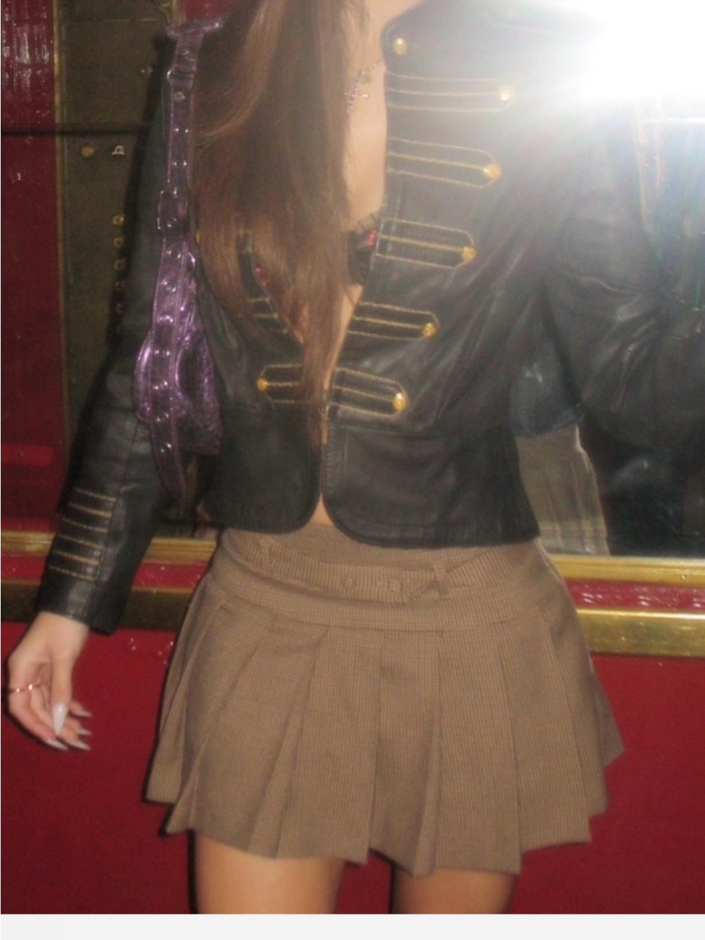 Zara Brown Drawstring pleated Mini Skirt